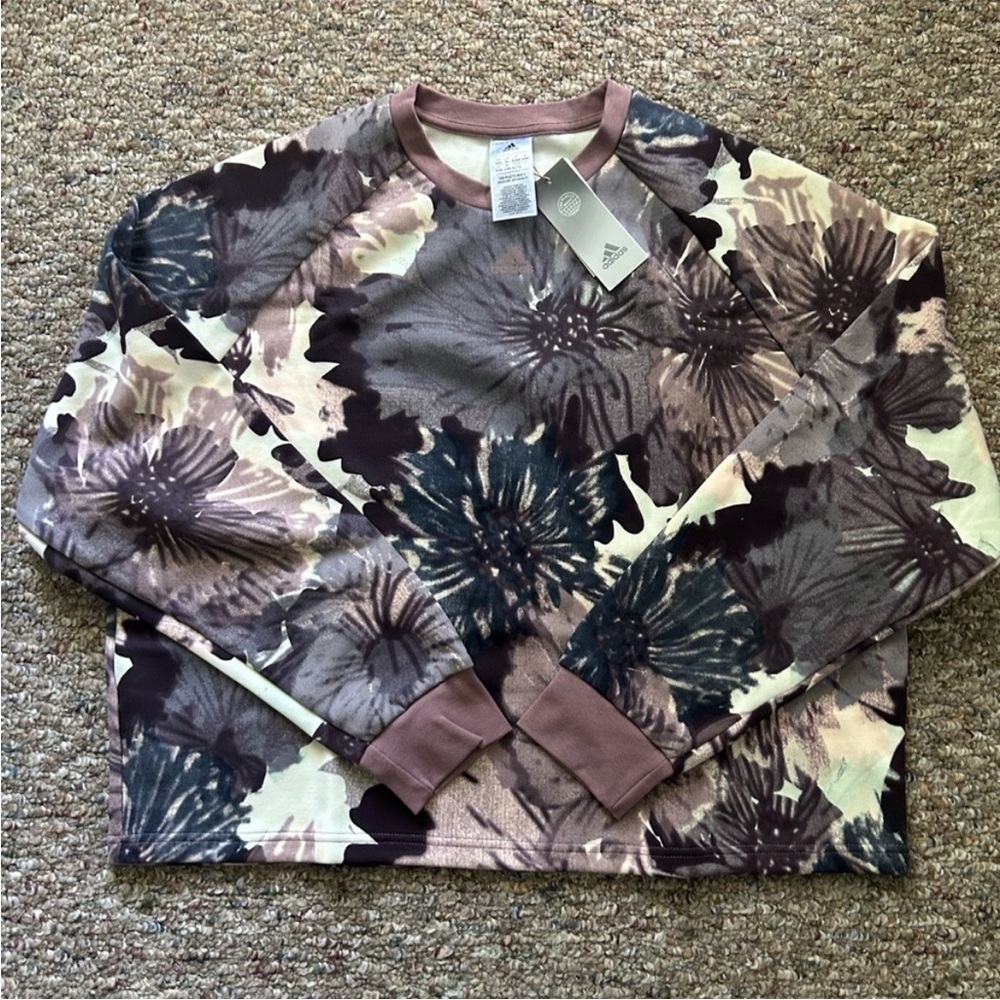 Adidas Floral Print Crewneck - Picture 1 of 4